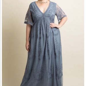 PinkBlush Blue Lace Overlay Dress